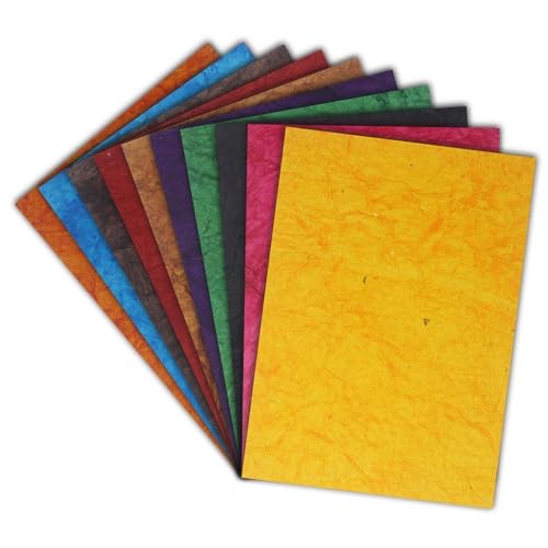 Lakeer A4 Handmade Paper Thick Mulberry Paper Pack Of 10 Sheets,29.7Cm X 21Cm Decorative Diy Craft Tear Bears Paper Piecing Scrapbook Wedding Decorative Making Flower Card Invitation,Watercolor - Image 1