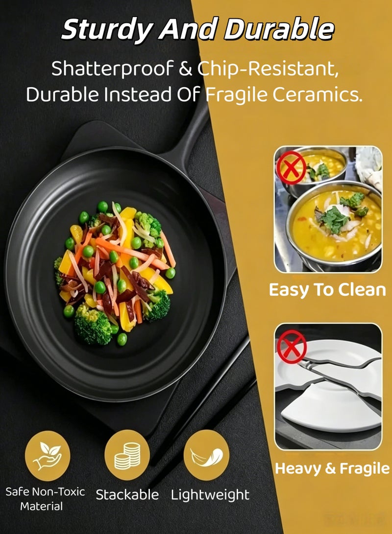 Allieuka 16 PCS Tableware Set,Wheat Straw Dinnerware Set,Kitchen Plates and Bowls Set,Unbreakable Modern Dish Set,Unbreakable Reusable Dinnerware Set,Dishwasher and Microwave Safe,Lightweight And Durable,Including Dinner Plates, Dessert Plates, Bowls & Cups,For Outdoor Kitchen and Apartment Dinning - Image 5