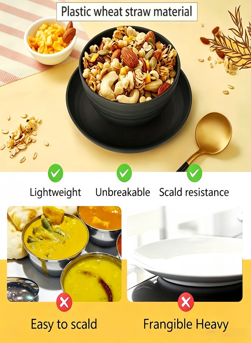 Allieuka 16 PCS Tableware Set,Wheat Straw Dinnerware Set,Kitchen Plates and Bowls Set,Unbreakable Modern Dish Set,Unbreakable Reusable Dinnerware Set,Dishwasher and Microwave Safe,Lightweight And Durable,Including Dinner Plates, Dessert Plates, Bowls & Cups,For Outdoor Kitchen and Apartment Dinning - Image 4