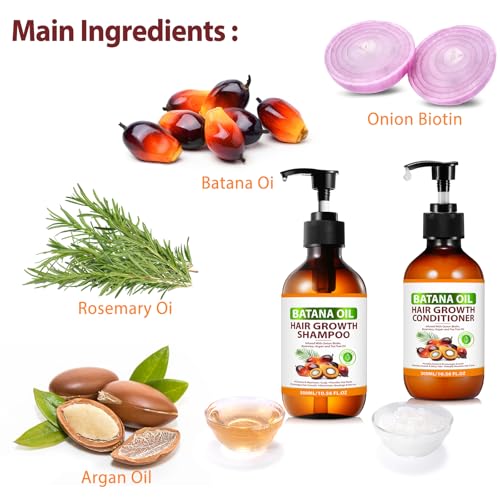 FSLHCY Batana Oil Shampoo and Conditioner for Hair Growth, Anti-Thinning & Deep Moisturizing Cleanses and Helps Strengthen Weak and Brittle Hair for Women Men - Image 4