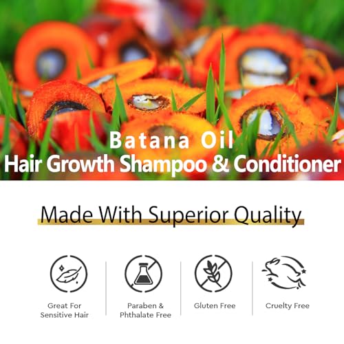 FSLHCY Batana Oil Shampoo and Conditioner for Hair Growth, Anti-Thinning & Deep Moisturizing Cleanses and Helps Strengthen Weak and Brittle Hair for Women Men - Image 5
