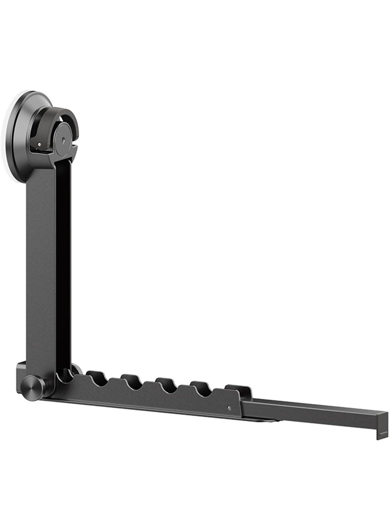 حامل ملابس للتعليق على الحائط مع كؤوس شفط، قابل للطي، قابل للسحب، محمول للغسيل، مصنوع كاملًا من الألومنيوم (رمادي) (Note: "Space Aluminum" was simplified to "Aluminum" as the term "Space" might be redundant or misinterpreted) - Image 1