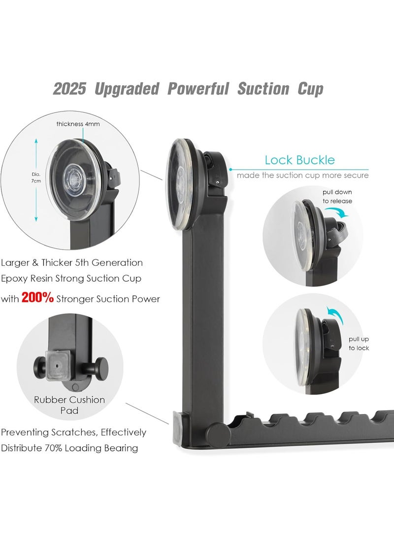 حامل ملابس للتعليق على الحائط مع كؤوس شفط، قابل للطي، قابل للسحب، محمول للغسيل، مصنوع كاملًا من الألومنيوم (رمادي) (Note: "Space Aluminum" was simplified to "Aluminum" as the term "Space" might be redundant or misinterpreted) - Image 3