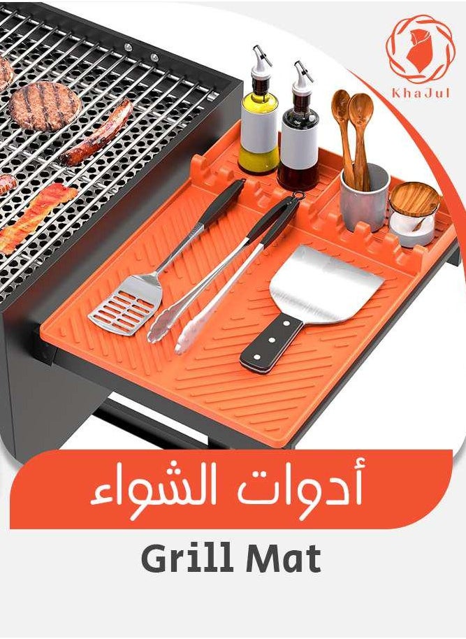 KHAJUL Grill Mat Heat Protection Insulation Pad Griddle Tool for Outdoor Barbecue, Kitchen Counter Cleanable, Durable 40cm X 30cm X 2cm  - Image 1
