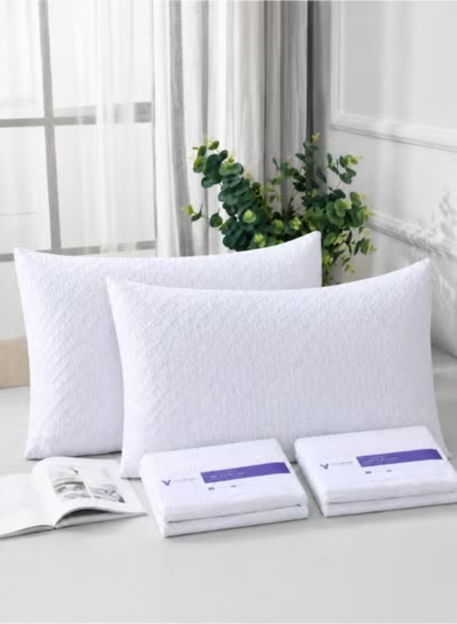Vorna Home Waterproof Pillow Protector Set 2-Pack 50x70 CM – Anti-Allergy & Anti-Bug Zippered Pillowcase Cover, Breathable Soft Fabric for Clean & Healthy Sleep - Image 1