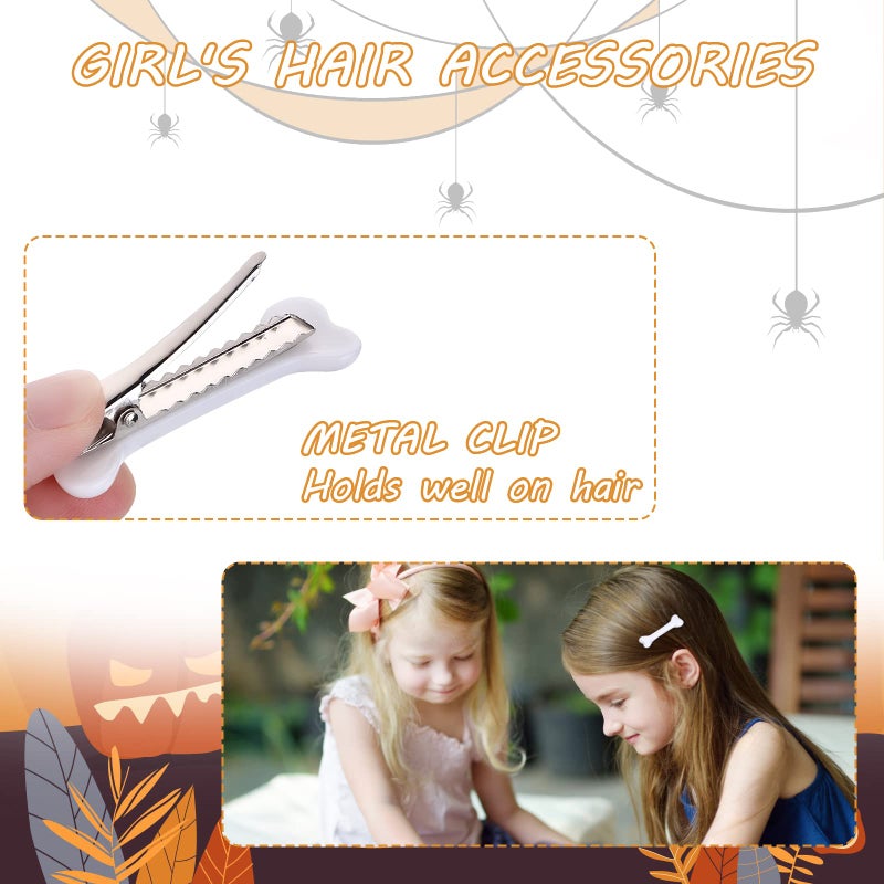 WLLHYF 4 Pieces Bone Hair Clip Skull Skeleton HairPins Side Hair Clip Cosplay Costume Decorative Hair Pins Clips Accessories Barettes for Women Girls - Image 2