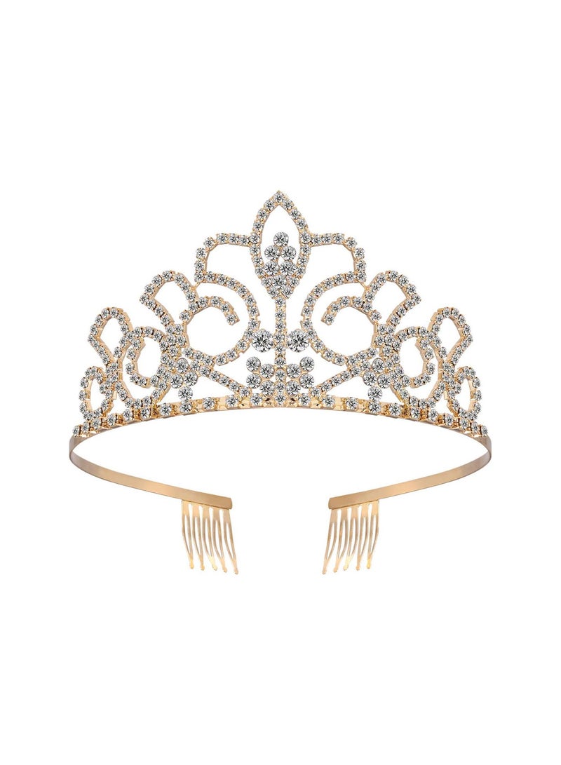 GGOOT Rhinestones Crown Tiara Headband Shining Crystal Birthday Tiara Queen Crown Wedding Bridal Prom for Women Girls Headpiece Hair Accessories Halloween Costume - Image 1