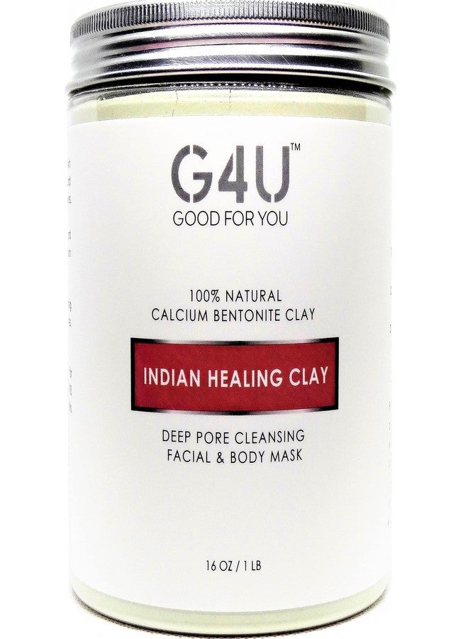 جي 4 يو قناع الطين الهندي العلاجي G4U، بنتونيت الكالسيوم، للوجه والجسم، لتنظيف المسام بعمق، مناسب للنساء والرجال. للاستخدام المنزلي، والمنتجعات الصحية، وصالونات التجميل. عبوة كبيرة بوزن 1 رطل (16 أونصة). - Image 1
