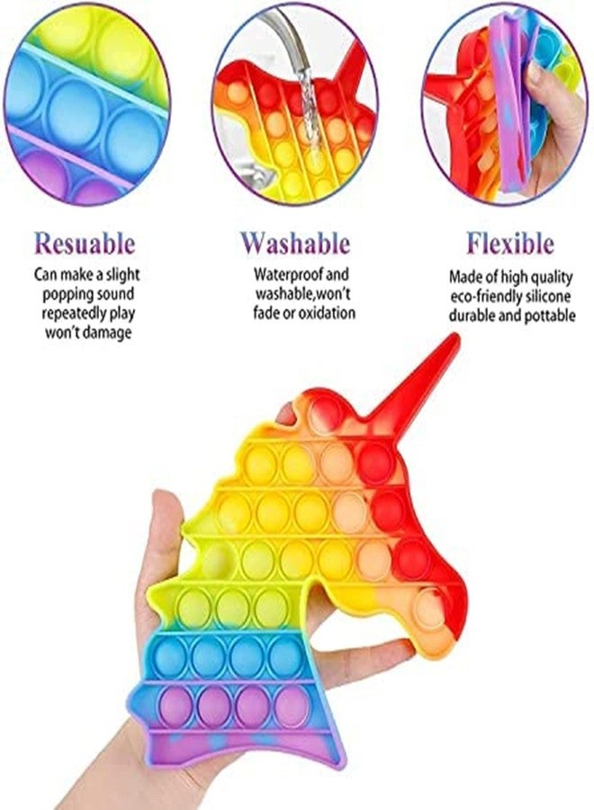 ATIPRIYA Pop it Fidget Toy, Silicone Pop it Fidget Toy Unicorn, Great Fidget Toy Gifts for Girls Boys Kids Adults (Multicolor and Random Shape ,Pack of 1) - Image 2