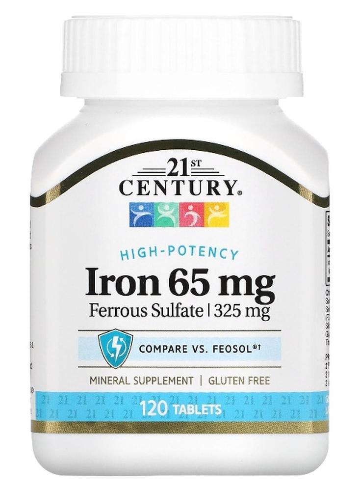 21st Century, Iron, 65 mg, 120 Tablets (Packaging may vary)