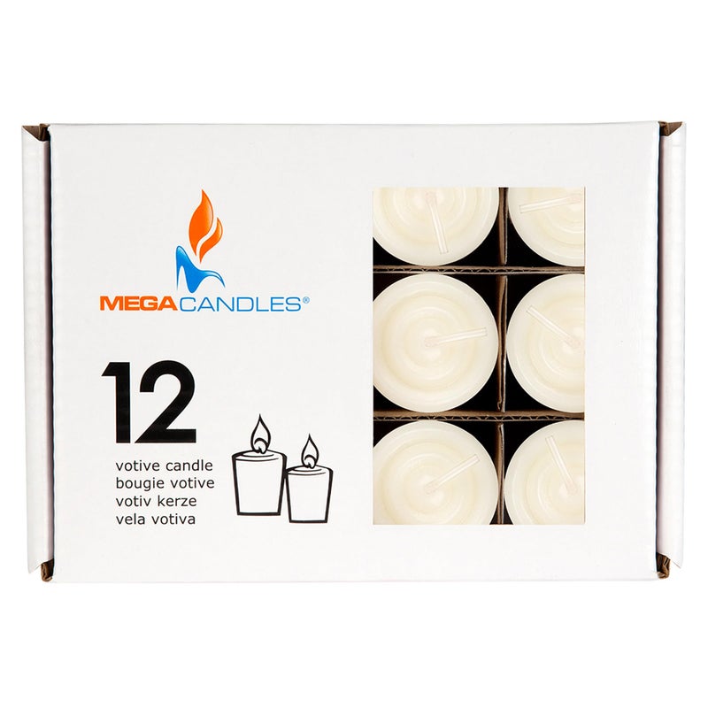 Mega Candles 12 pcs Unscented Ivory Votive Candles, Hand Poured Wax Candle 10 Hours 1.38 Inch x 1.5 Inch, Home DÃ©cor, Wedding Receptions, Centerpieces, Occasions, Events, Meditations, Holders - Image 3