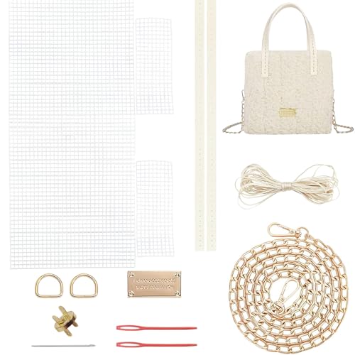 BendJoy® Crochet Kit for DIY Handbag, Mesh Plastic Canvas Sheet for Bag Making, Shoulder Bag Making Materials for Women (Without Yarn), White - Image 1