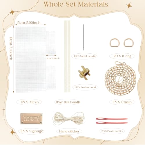 BendJoy® Crochet Kit for DIY Handbag, Mesh Plastic Canvas Sheet for Bag Making, Shoulder Bag Making Materials for Women (Without Yarn), White - Image 2