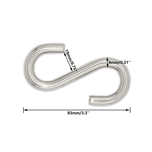 TTZEZE 2 Pack Heavy Duty S Hooks, Stainless Steel S-Hook for Hanging Hammock Stand Swing Plants, Max 500 Lbs, 3.3 Inch Long 5/16 Inch Thick Industrial Grade Quality Utility Hooks - Image 2