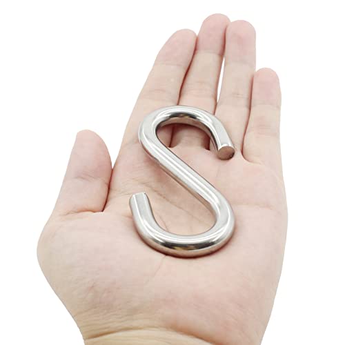 TTZEZE 2 Pack Heavy Duty S Hooks, Stainless Steel S-Hook for Hanging Hammock Stand Swing Plants, Max 500 Lbs, 3.3 Inch Long 5/16 Inch Thick Industrial Grade Quality Utility Hooks - Image 4