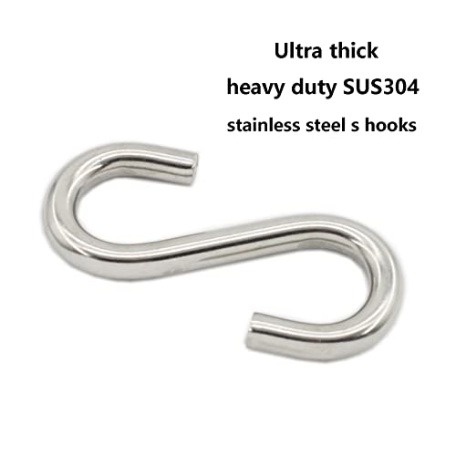 TTZEZE 2 Pack Heavy Duty S Hooks, Stainless Steel S-Hook for Hanging Hammock Stand Swing Plants, Max 500 Lbs, 3.3 Inch Long 5/16 Inch Thick Industrial Grade Quality Utility Hooks - Image 5