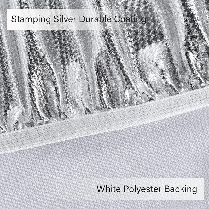Obstal Fitted Round Table Cloth, Reversible Waterproof Oil Spill Elastic Stretch Tablecloth, Wipe Clean Table Cover for Outdoor/Indoor Use, Fits Round Tables up to 32" - 36" Diameter, Stamping Silver - Image 3