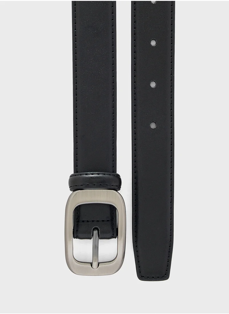 جينجر Classic Belt With Silver Buckle