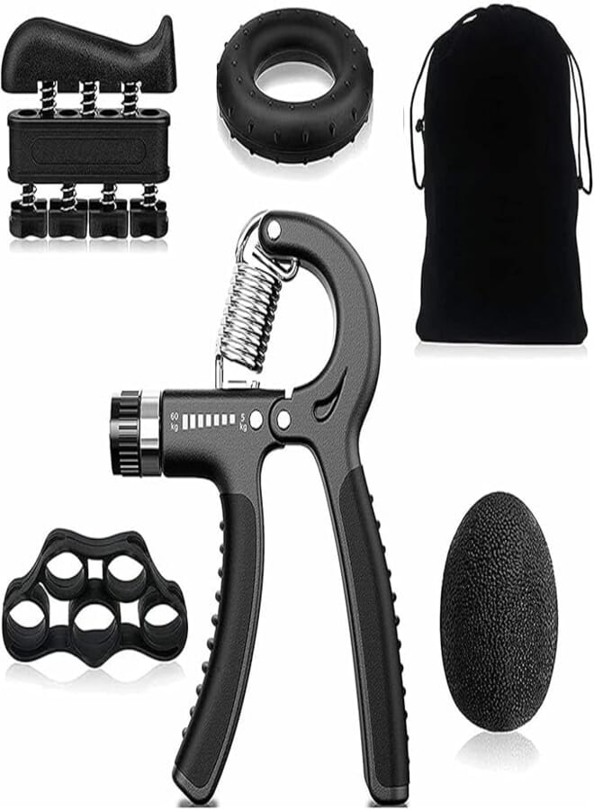 Xspring Hand Grip Strengthener Kit, 5 Pack Finger and Wrist Strengthener with Adjustable Resistance, Finger Stretcher, Finger Exerciser Set for Men and Women, Strength Training Equipment