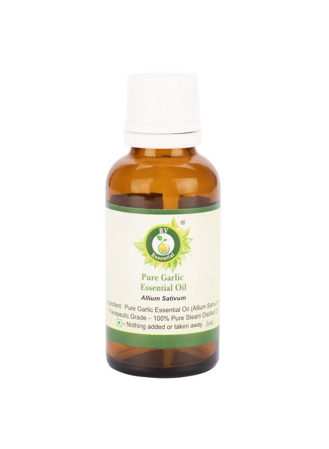 r v essential Pure Garlic Essential Oil 10Ml Allium Sativum (100% Pure And Natural Steam Distilled)  - Image 1
