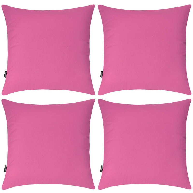 Coddsmz 4 Pack Decorative 100% Cotton Pillow Covers Square Cushion Cover Solid DIY Throw Pillowcase for Home Bed Sofa Halloween Christmas Rose Red 4 Pack-18"" x 18""/45x45cm - Image 1