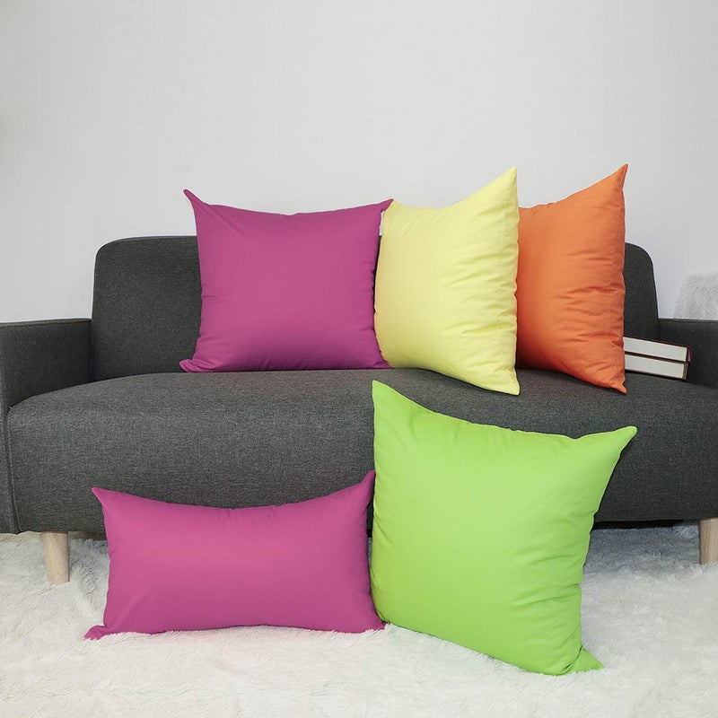 Coddsmz 4 Pack Decorative 100% Cotton Pillow Covers Square Cushion Cover Solid DIY Throw Pillowcase for Home Bed Sofa Halloween Christmas Rose Red 4 Pack-18"" x 18""/45x45cm - Image 5