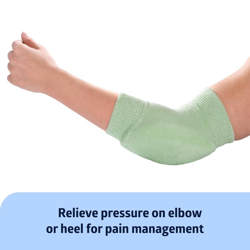 Medline Knit Heel and Elbow Protection For Pressure and Friction Sores Lightweight Knit Elastic Medical Foot Care Heel Protector Elbow Pad Machine Washable Green One Pair One Size Fits Most - Image 2