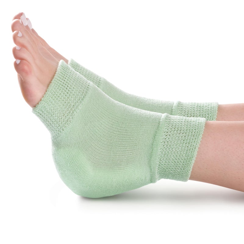 Medline Knit Heel and Elbow Protection For Pressure and Friction Sores Lightweight Knit Elastic Medical Foot Care Heel Protector Elbow Pad Machine Washable Green One Pair One Size Fits Most - Image 1