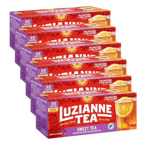 Luzianne Sweet Iced Tea Bags Family Size 22ct Box Pack of 6 - Image 1
