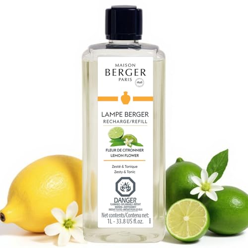 Maison Berger زهرة الليمون - عبوة إعادة تعبئة عطر لامب بيرجر لزيت العطر المنزلي - 33.8 أونصة سائلة - 1 لتر - Image 1