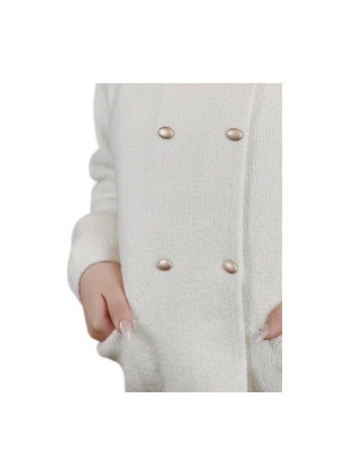 بونكا جاكيت صوف طويل أوف وايت بأزرار وجيوب للنساء والفتيات من بونكا - Image 5