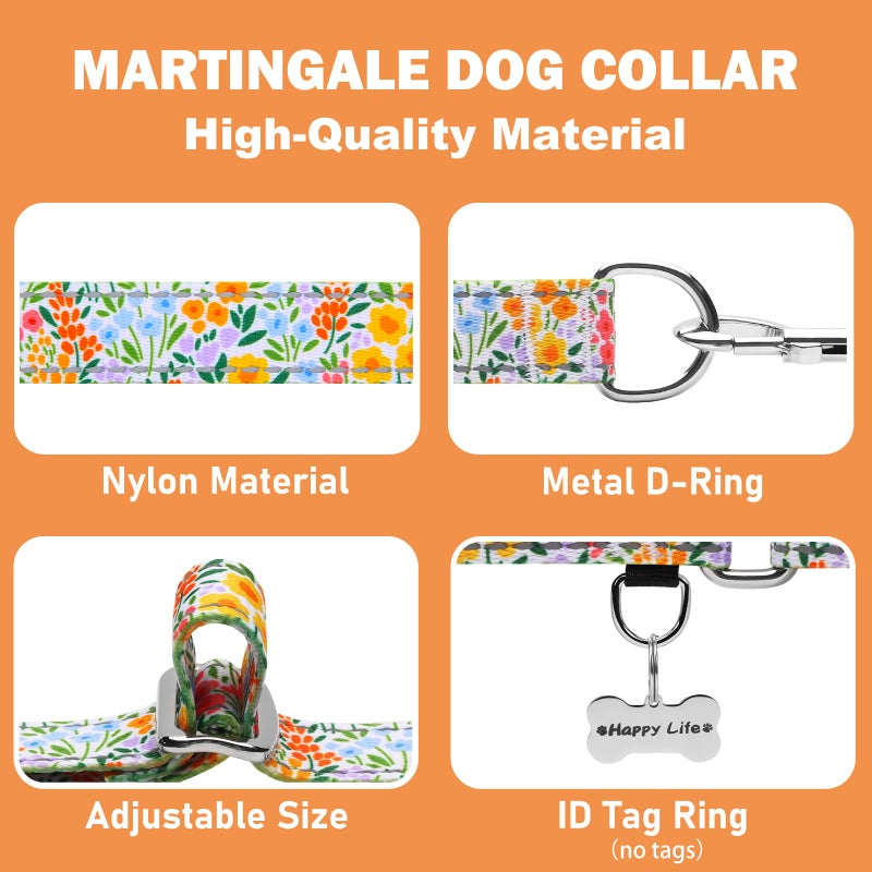 Fidohug Reflective Martingale Collar for Dogs Nylon Training Collar with No Buckle Cute Floral No Pull Dog Collar for Medium Dogsï¼ˆYellow Flowerï¼ŒMï¼‰ - Image 4