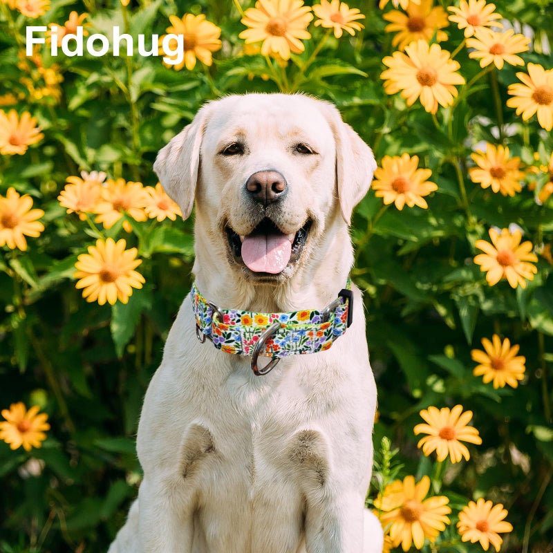 Fidohug Reflective Martingale Collar for Dogs Nylon Training Collar with No Buckle Cute Floral No Pull Dog Collar for Medium Dogsï¼ˆYellow Flowerï¼ŒMï¼‰ - Image 5