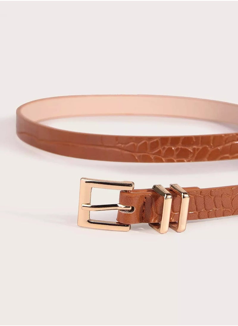 Generic Croc Embossed Metal Buckle Belt  - Image 4
