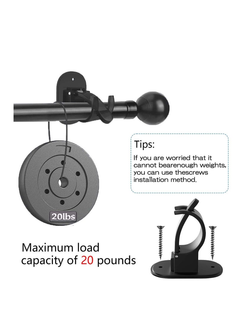 SOLARAE حاملات قضبان الستائر ذاتية اللصق، 4 قطع حوامل قضبان ستائر بلاستيكية عالمية، حوامل قضبان ستائر بدون حفر، خطافات قضبان الستائر، للحمام، غرفة النوم، غرفة المعيشة، المطبخ (أسود) - Image 3