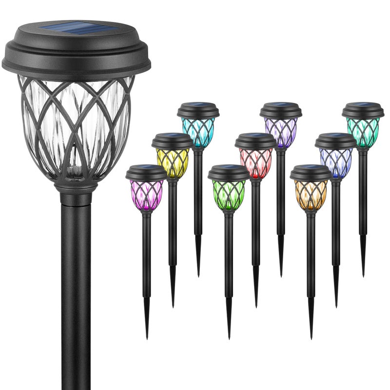 EXCMARK 10 Pack Color Changing Solar Lights Outdoor Decorative for Garden Pathway Walkway, Solar Outdoor Decorations for Patio Garden Christmas. - Image 1