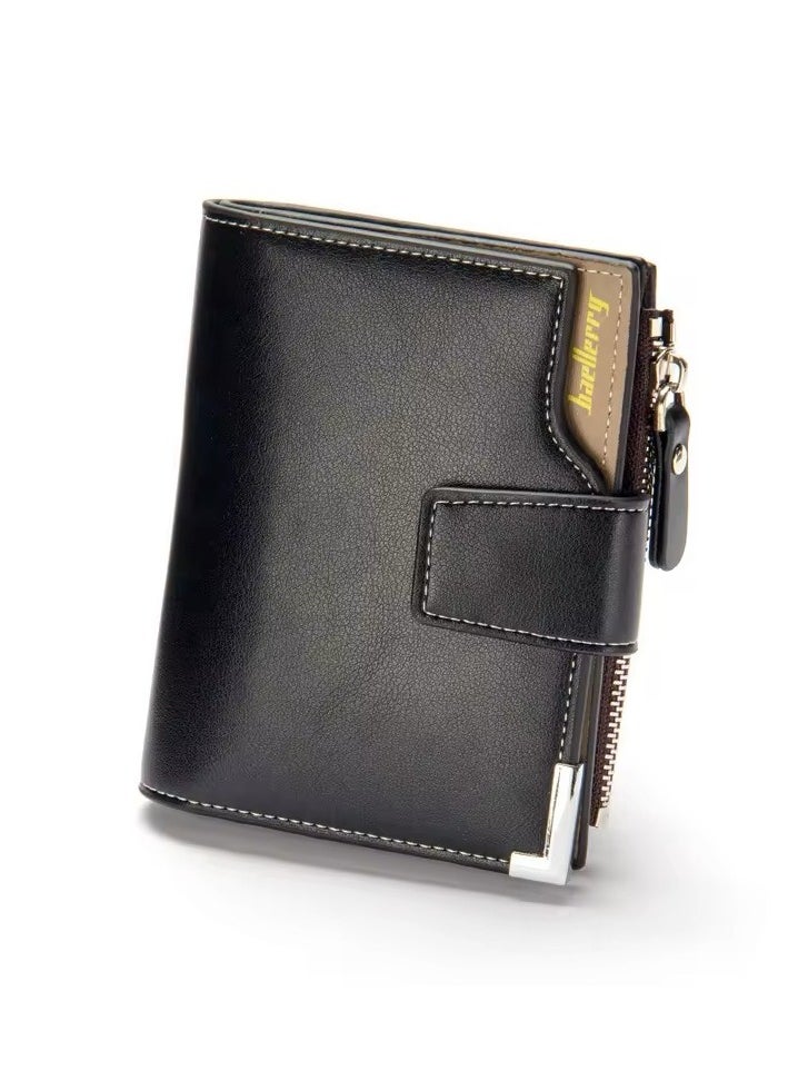 baellerry Short travel wallet Vintage mini bifold wallet zipper card holders coin purse leather wallet  - Image 5