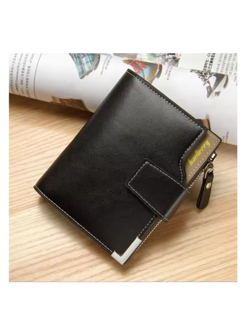 baellerry Short travel wallet Vintage mini bifold wallet zipper card holders coin purse leather wallet  - Image 1