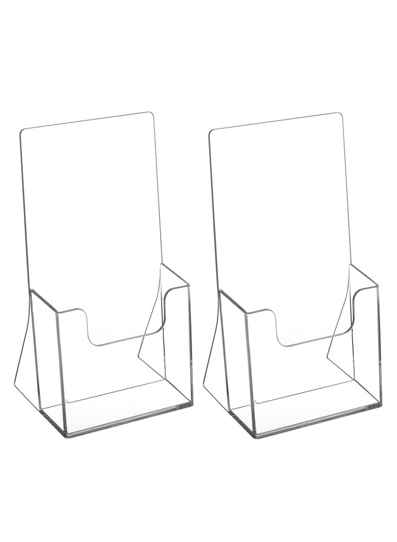 Y&D Acrylic Brochure Holder 4 inch, Plastic Holders Clear Countertop Literature Flyer Trifold Display Stand For Pamphlet, Booklet, Magazine, Menu, 2 Pack - Image 1