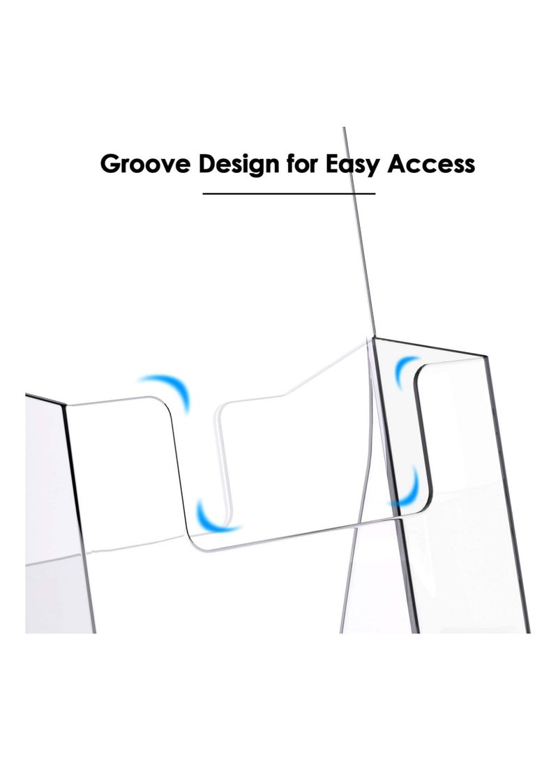 Y&D Acrylic Brochure Holder 4 inch, Plastic Holders Clear Countertop Literature Flyer Trifold Display Stand For Pamphlet, Booklet, Magazine, Menu, 2 Pack - Image 2