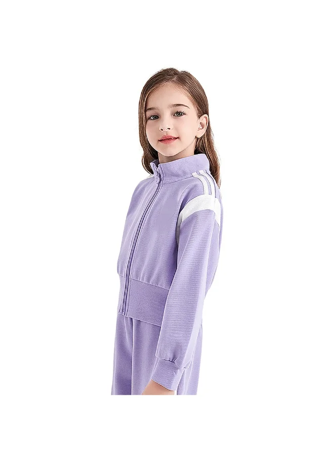 LITTLE SURPRISE BOX Casual Lilac & White Stripes 2Pcs Track Suit Set For Kids & Tweens