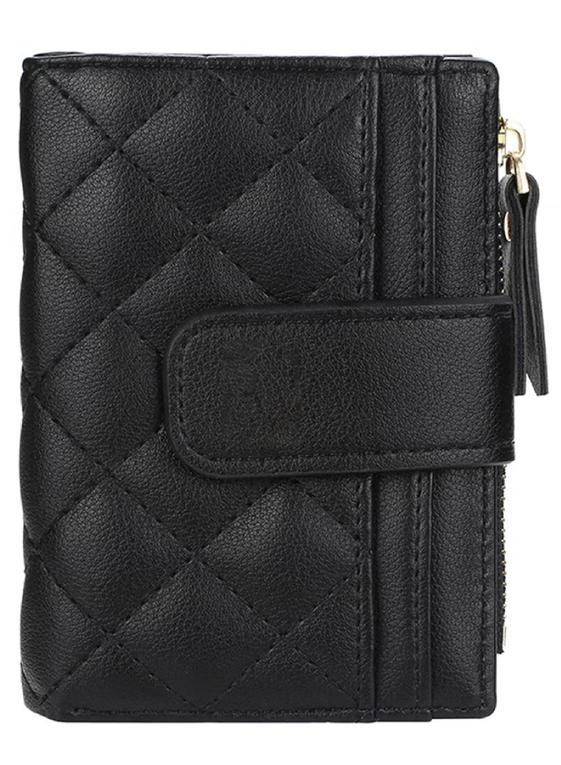 Small Wallets for Women Slim Bifold Credit Card Holder Minimalist Zipper Coin Pocket - Image 1