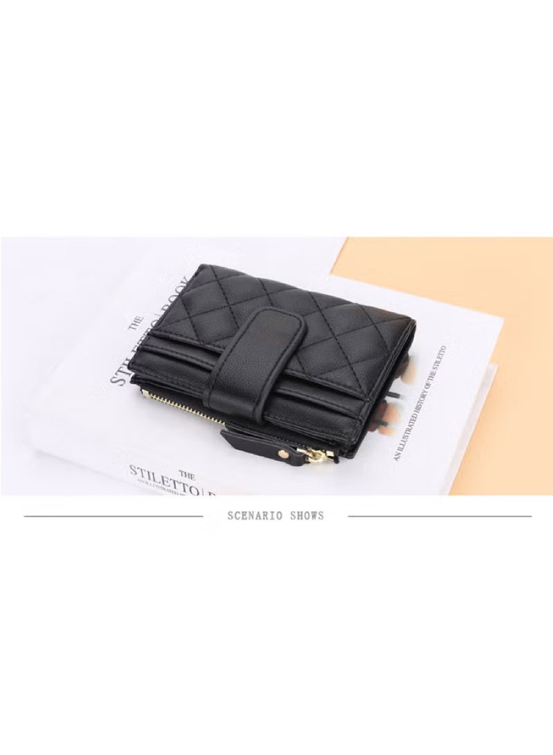 Small Wallets for Women Slim Bifold Credit Card Holder Minimalist Zipper Coin Pocket - Image 2