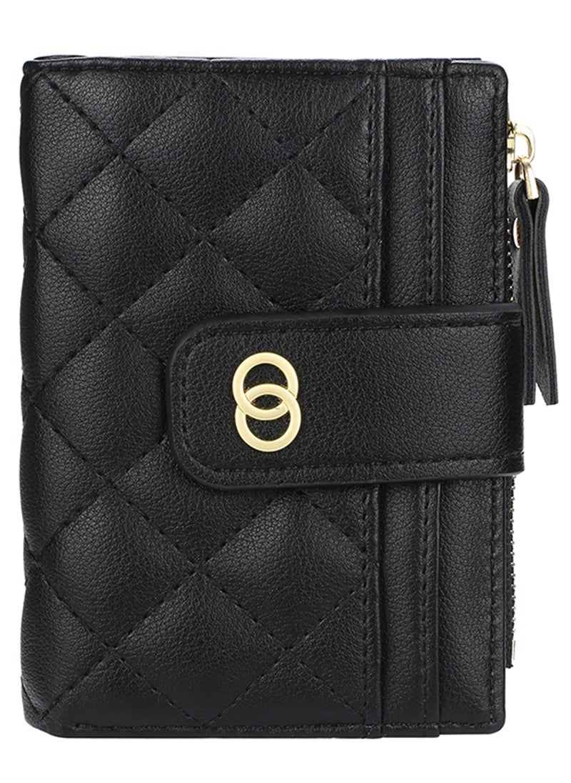 Rock Pow Small Wallets for Women Slim Bifold Credit Card Holder Minimalist Zipper Coin Pocket  - Image 1