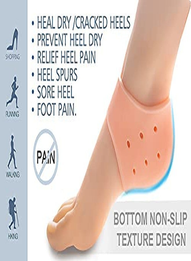 SILENCIO Anti Heel Silicone Heel Anti Crack Vented Moisturizing Silicone Gel Heel Socks for Swelling, Pain Relief, Foot Care Ankle Support Pad (Skin Color) Silicon Heel Pad For Men & Women - Image 2