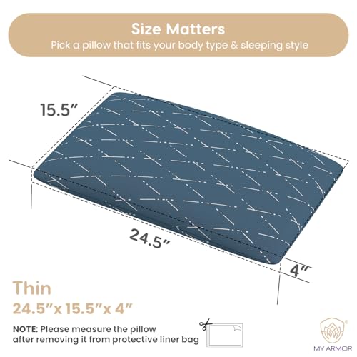 MY ARMOR Cool Gel Memory Foam Pillow for Neck Pain & Shoulder Pain, Orthopedic Pillow for Sleeping, Thin Size - 4 Inch, Washable Blue Checks Cover - Pack of 1 - Image 5