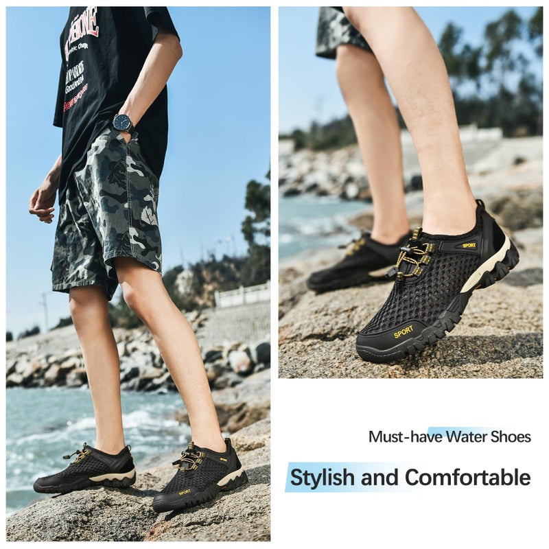 TRAILBLITZ Water Shoes Men Quick Drying Outdoor Hiking Barefoot Boat Footwear Aqua Shoes for Water Sport Waders Diving Hiking Sailing Travel Beach Wading Swimming Fishing Kayaking(10.5 Men, Black) - Image 2
