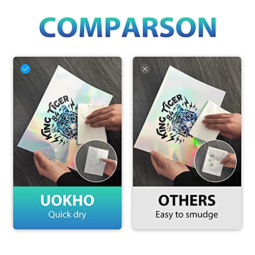 UOKHO Holographic Sticker Paper for Inkjet & Laser Printer, 20 Sheets Printable Vinyl Holographic Sticker Paper Waterproof Self-Adhesive, 8.5 X 11 Inches - Rainbow - Image 3