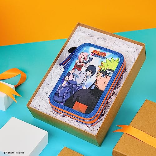 Naruto Pencil Case with Stationery Included School Supplies Filled Large Pencil Case 2 Compartments Colouring Pencils Mini Notebook Boys Stationery Set Anime Gifts for Boys - Image 2