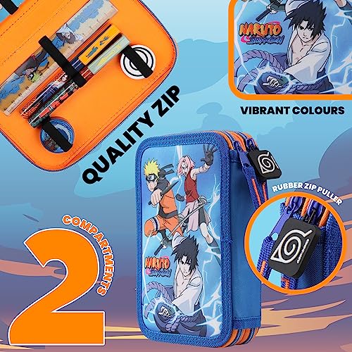 Naruto Pencil Case with Stationery Included School Supplies Filled Large Pencil Case 2 Compartments Colouring Pencils Mini Notebook Boys Stationery Set Anime Gifts for Boys - Image 4